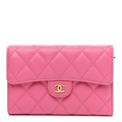 CHANEL Caviar Quilted Medium Flap Wallet Light Pink